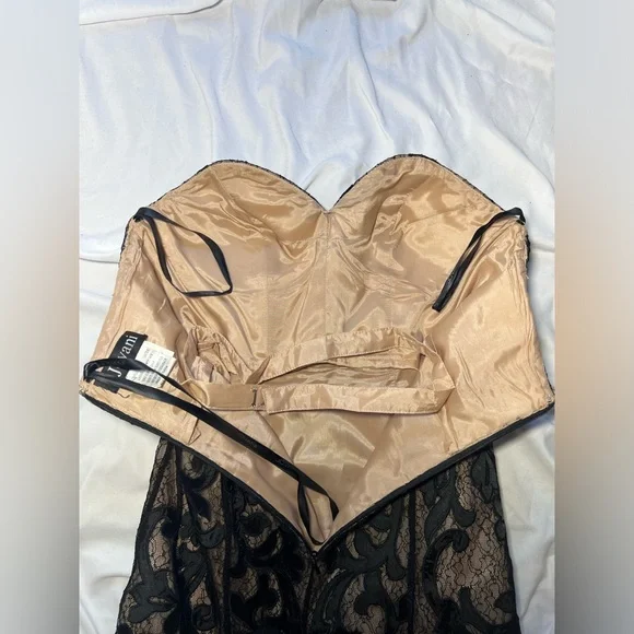 JOVANI Black and Tan Strapless Mermaid Gown | 6 - Picture 13 of 16